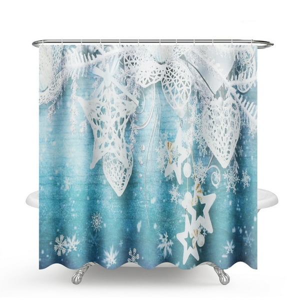 Blue sky seashell beach style Bathroom Shower Curtain Fabric w/12 Hooks 71*71in